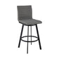 Swivel Counter Barstool with Horizontal Channel Stitching Black and Gray By Casagear Home BM271162