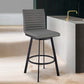Swivel Counter Barstool with Horizontal Channel Stitching, Black and Gray By Casagear Home
