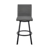 Swivel Barstool with Horizontal Channel Stitching Black and Gray By Casagear Home BM271163