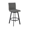 Swivel Barstool with Horizontal Channel Stitching Black and Gray By Casagear Home BM271163