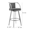 Swivel Barstool with Open Curved Metal Frame Arms Gray and Silver By Casagear Home BM271168