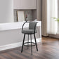Metal Swivel Barstool with Open Curved Frame Arms, Gray and Black By Casagear Home