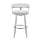 Swivel Barstool with Curved Open Back and Metal Legs White and Silver By Casagear Home BM271176