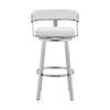 Swivel Barstool with Curved Open Back and Metal Legs White and Silver By Casagear Home BM271176