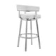 Swivel Barstool with Curved Open Back and Metal Legs White and Silver By Casagear Home BM271176