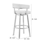 Swivel Barstool with Curved Open Back and Metal Legs White and Silver By Casagear Home BM271176