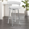 Preston Barstool | Swivel | Curved Open Back | Metal Legs | White & Silver