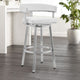Preston Barstool | Swivel | Curved Open Back | Metal Legs | White & Silver