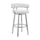 Swivel Barstool with Curved Open Back and Metal Legs White and Silver By Casagear Home BM271176
