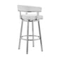 Swivel Barstool with Open Curved Back and Metal Legs White and Silver By Casagear Home BM271177