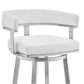 Swivel Barstool with Open Curved Back and Metal Legs White and Silver By Casagear Home BM271177