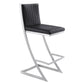 Barstool with Channel Stitching and Angled Cantilever Base Black and Silver By Casagear Home BM271183