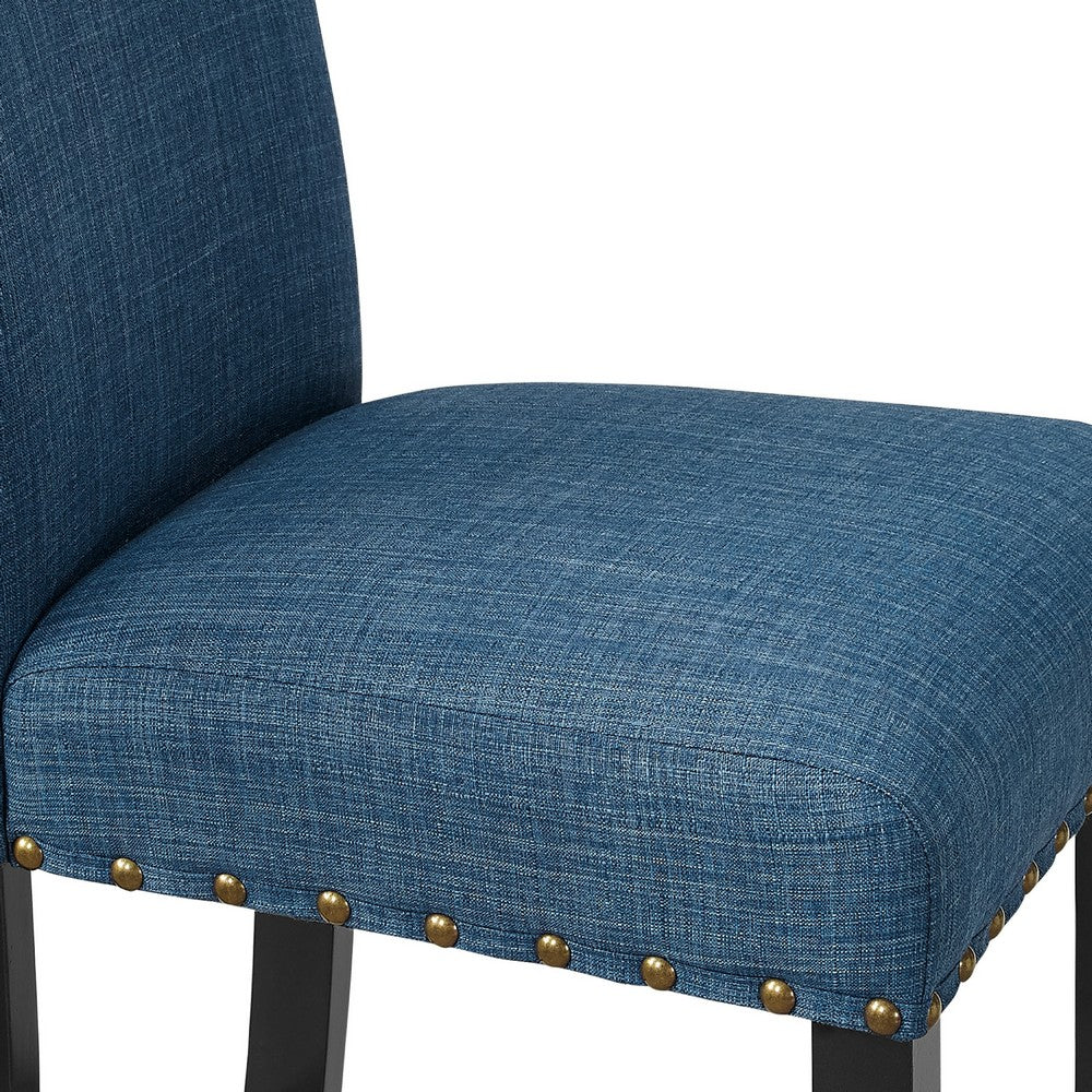 Bar Chair with Fabric Seat and Nailhead Trim Set of 2 Blue By Casagear Home BM271458