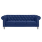 Ben 83 Inch Velvet Sofa with Crystal Tufted Back Royal Blue By Casagear Home BM271909