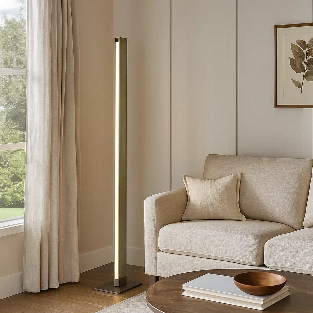 Preston Floor Lamp | 61" | Wood Column | Dimming LED | Brown