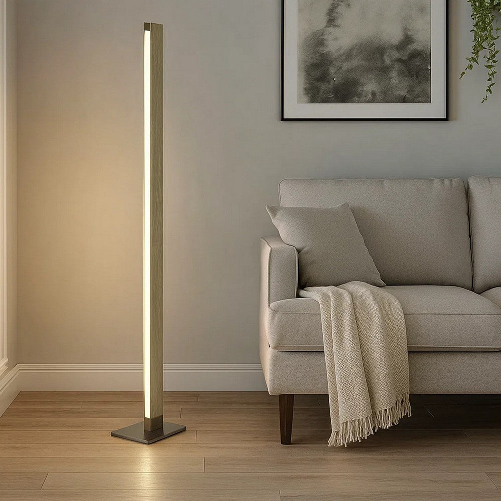 Preston Floor Lamp | 61" | Wood Column | Dimming LED | Brown