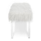 49 Inch Faux Fur Bench with Acrylic Clear Legs White By Casagear Home BM272063
