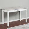 Jay 48 Inch Desk With Drawer and Faux Marble Top, White By Casagear Home