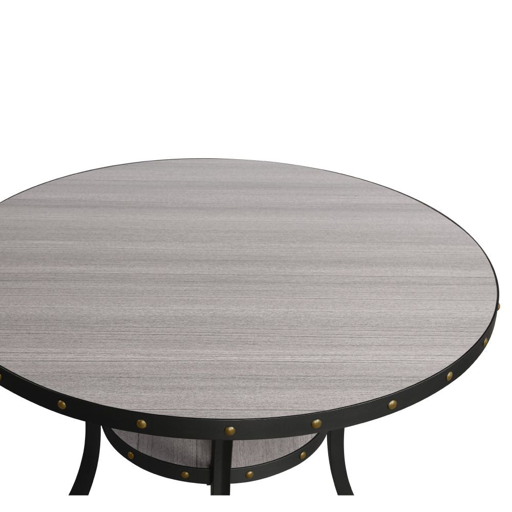 48 Inch Round Wood Dining Table with Flared Legs Gray By Casagear Home BM272082