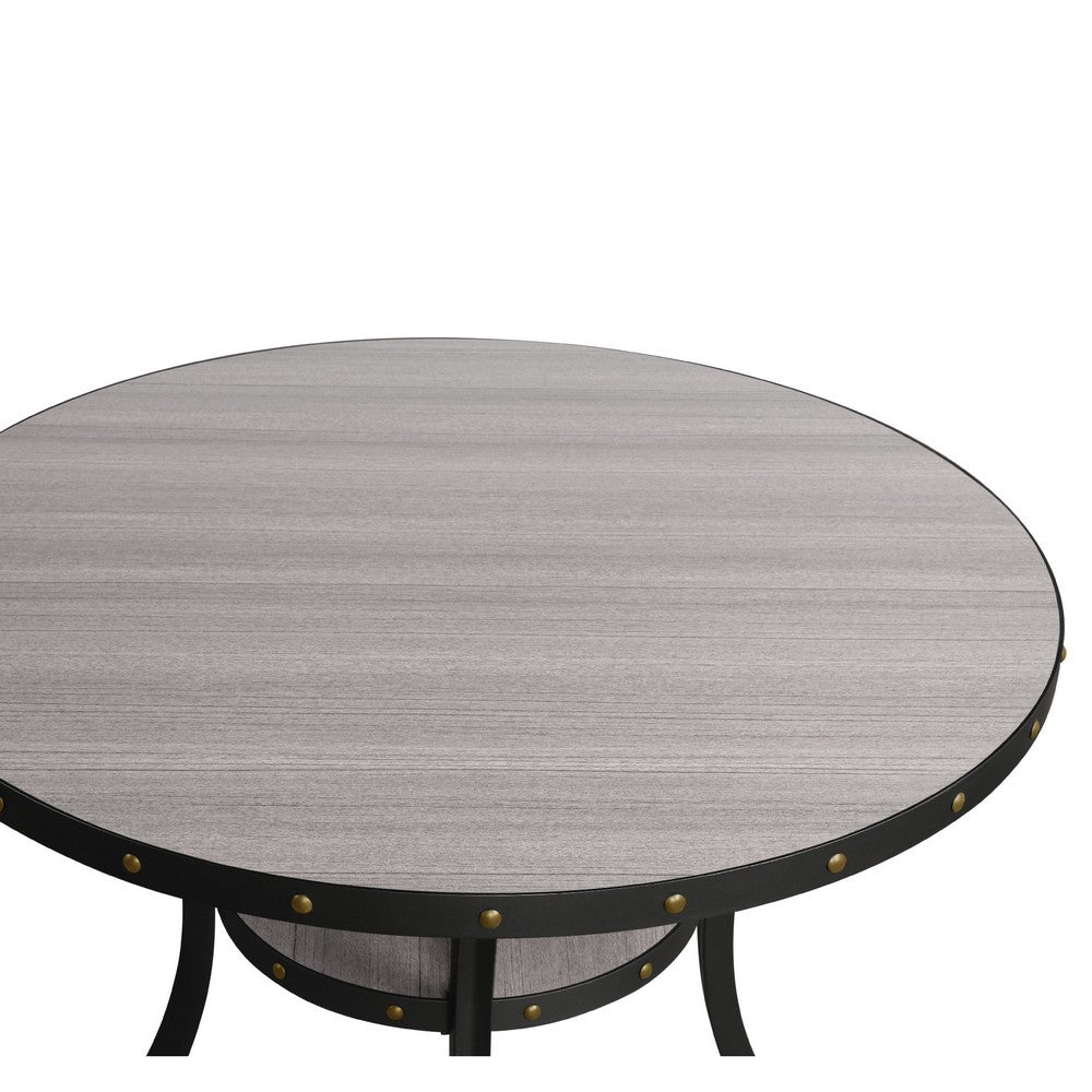 Dining Table | 48" Round Top | Flared Legs | Gray Wood