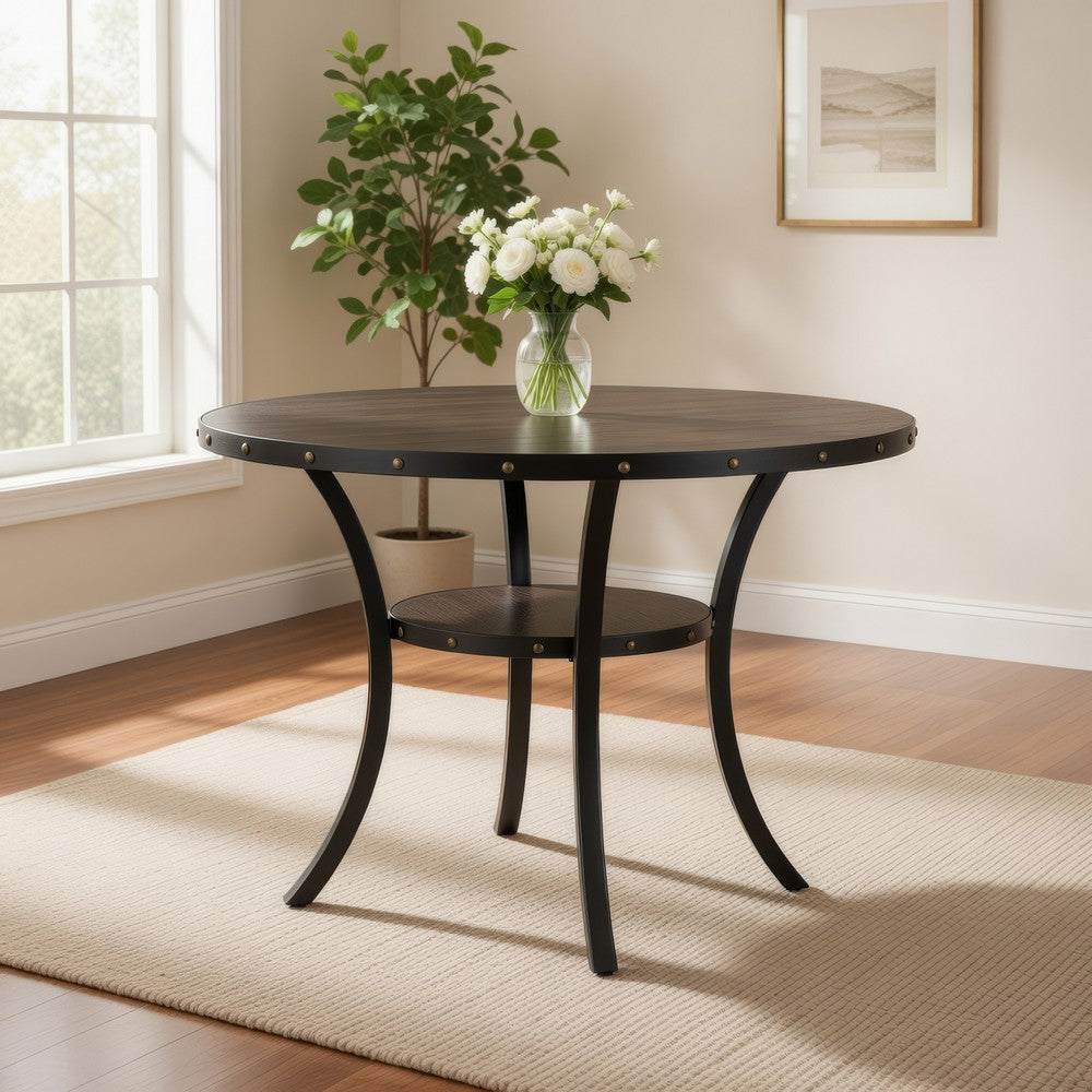 Dining Table | 48" Round Top | Flared Legs | Gray Wood