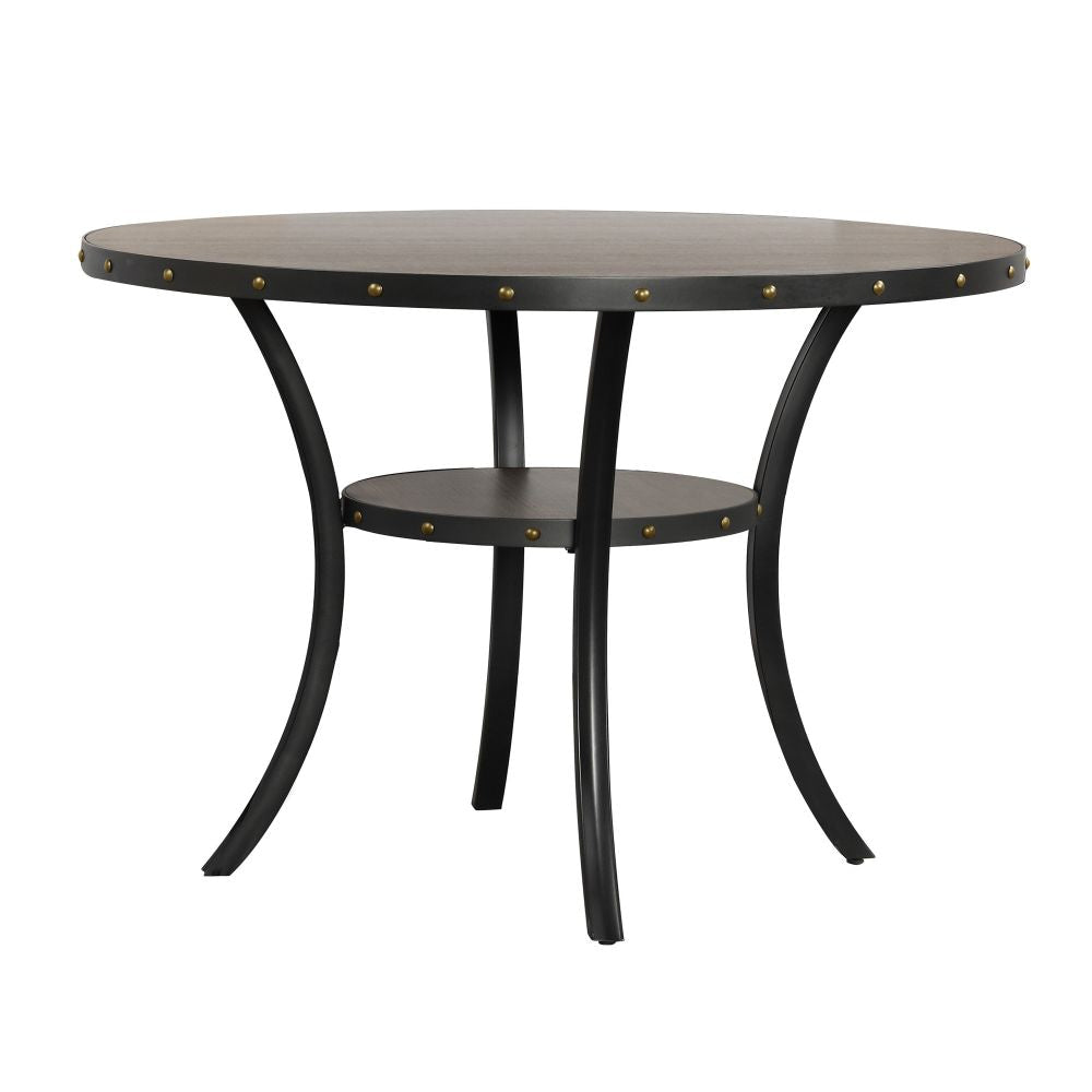 48 Inch Round Wood Dining Table with Flared Legs, Gray By Casagear Home