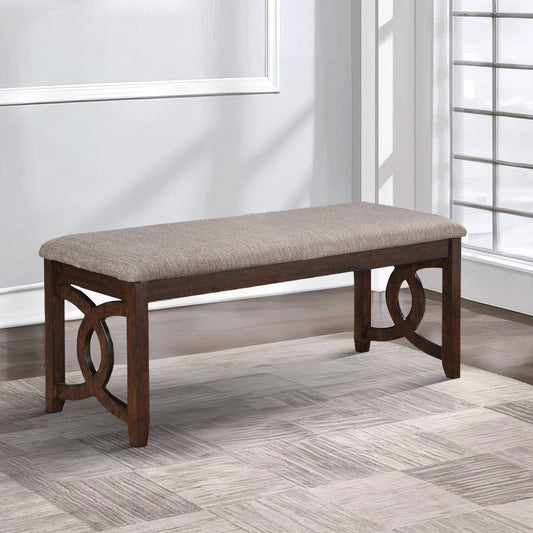 Gary Bench | 46" | Fabric Seat | Cherry Brown Wood