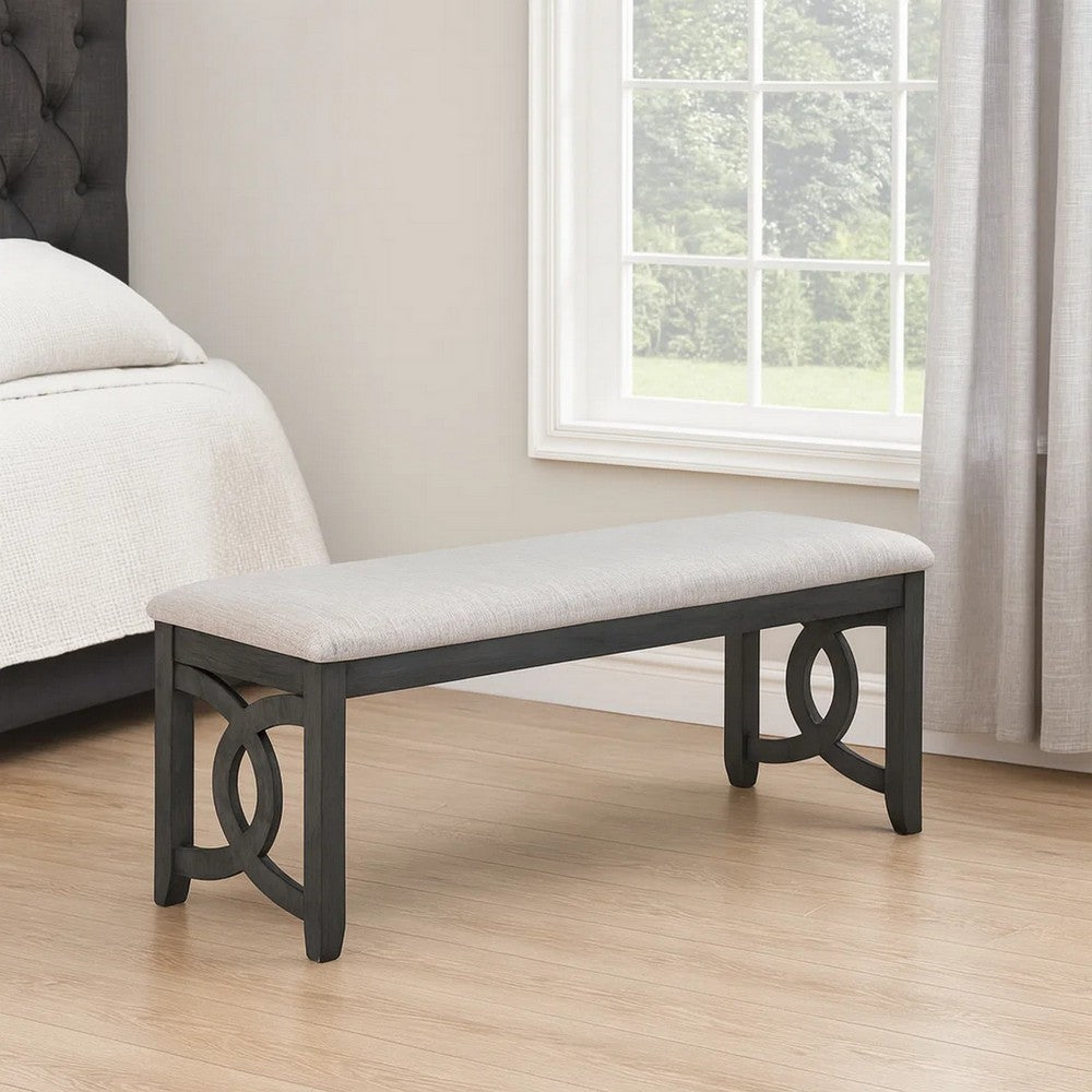 Gary Bench | 46" | Fabric Seat | Ebony Brown Wood