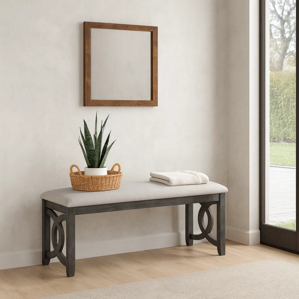 Gary Bench | 46" | Fabric Seat | Ebony Brown Wood