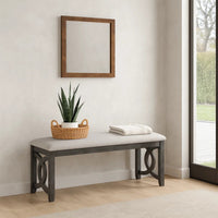 Gary Bench | 46" | Fabric Seat | Ebony Brown Wood