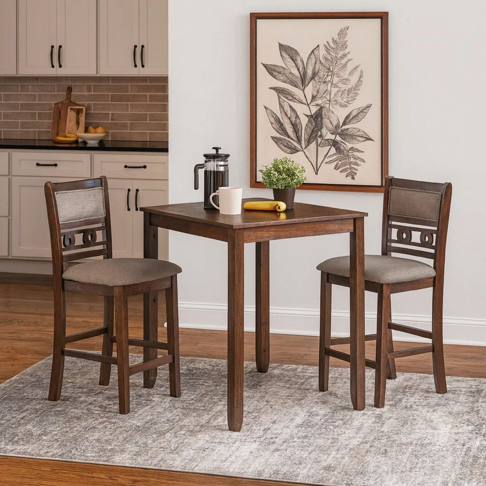 Gary 3 Piece Counter Table Set | Cherry Brown
