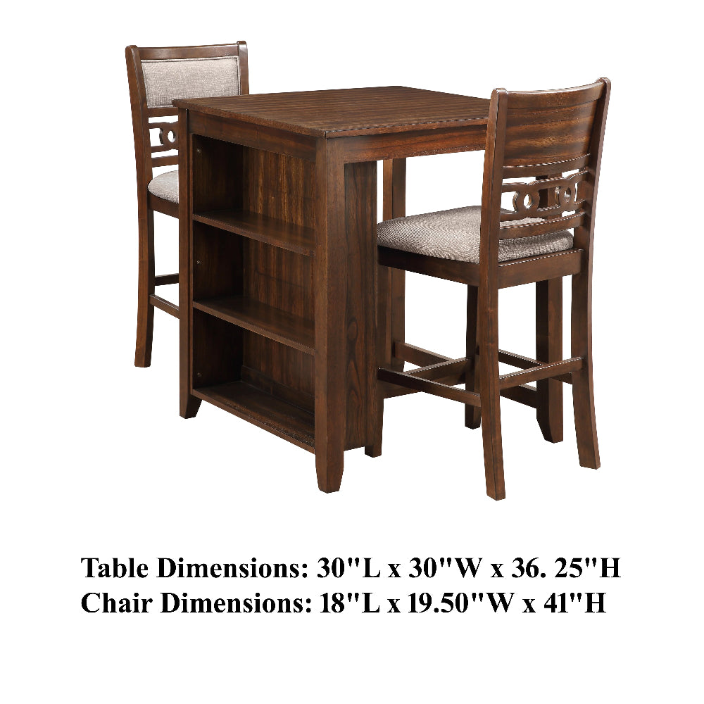 Gary 3 Piece Counter Table Set, Cherry Brown