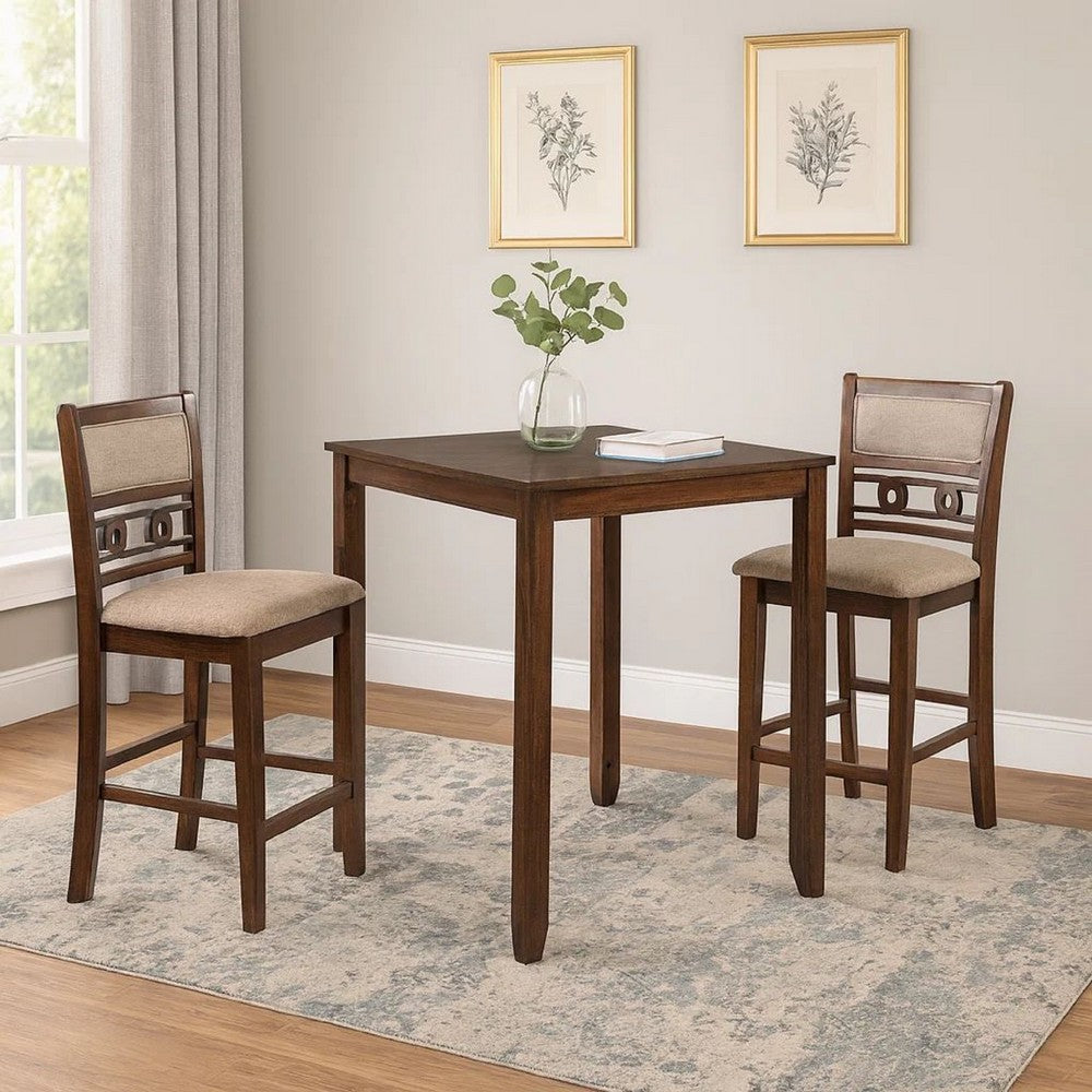 Gary 3 Piece Counter Table Set | Cherry Brown