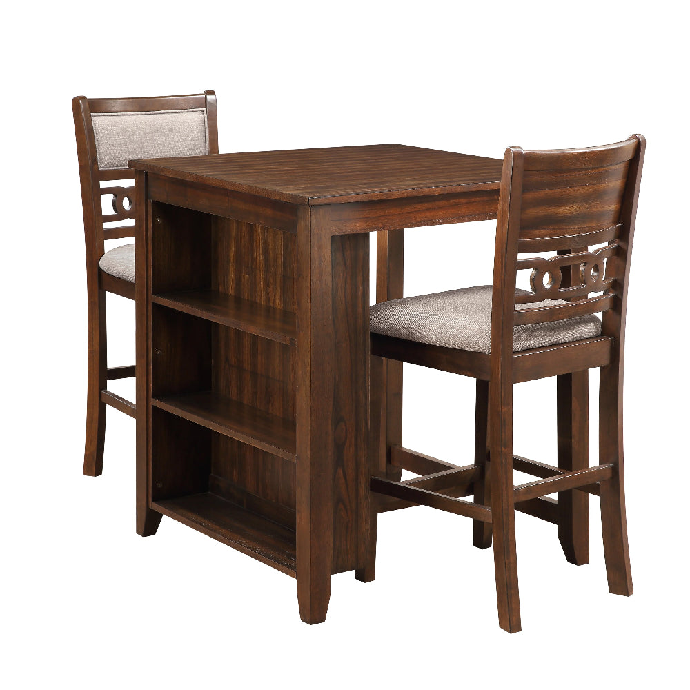 Gary 3 Piece Counter Table Set, Cherry Brown