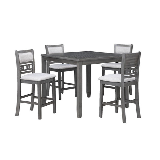 Gary 42 Inch 5 Piece Counter Table Set, Gray By Casagear Home