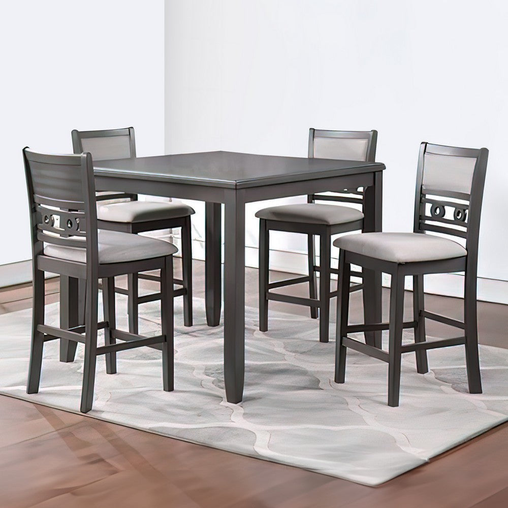 Gary 42 Inch 5 Piece Counter Table Set Gray By Casagear Home BM272094