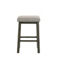 25 Inch Wooden Bar Stool with Fabric Seat Set of 2 Gray By Casagear Home BM272098