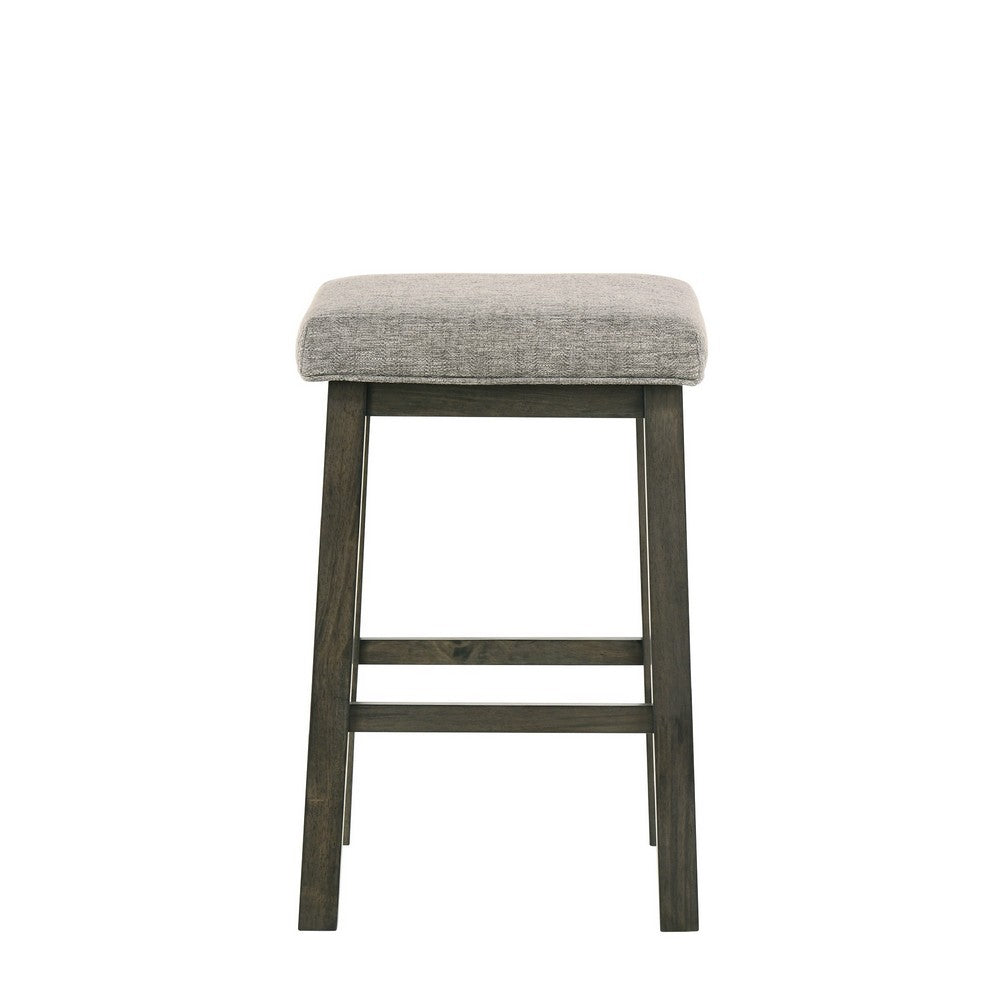 25 Inch Wooden Bar Stool with Fabric Seat Set of 2 Gray By Casagear Home BM272098