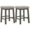 Barstool | 25" | Fabric Seat | Set of 2 | Gray Wood