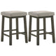 Barstool | 25" | Fabric Seat | Set of 2 | Gray Wood