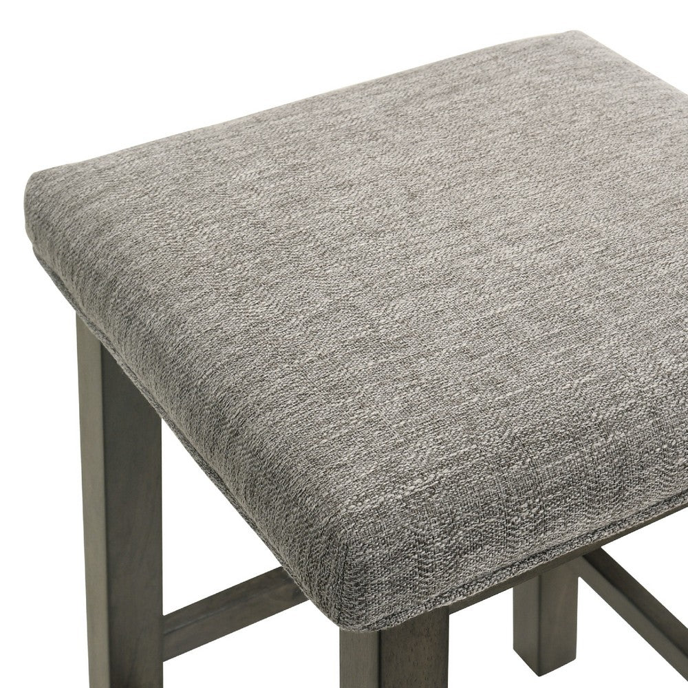 25 Inch Wooden Bar Stool with Fabric Seat Set of 2 Gray By Casagear Home BM272098