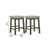 25 Inch Wooden Bar Stool with Fabric Seat Set of 2 Gray By Casagear Home BM272098