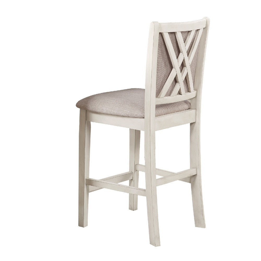 Han 60 Inch 5 Piece Counter Table Set with USB Ports White and Brown BM272099