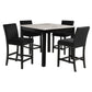 Kate 42 Inch 5 Piece Counter Table Set with Velvet Seating, Black By Casagear Home