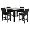 Kate 5 Piece Counter Table Set | 42" | Velvet Seating | Black