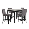 Kate 5 Piece Counter Table Set | 42" | Velvet Seating | Gray
