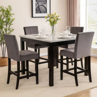Kate 5 Piece Counter Table Set | 42" | Velvet Seating | Gray