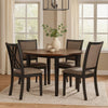 Jeremy 5 Piece Round Dining Table Set | 48" | Fabric Seat | Brown & Black