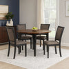 Jeremy 5 Piece Round Dining Table Set | 48" | Fabric Seat | Brown & Black
