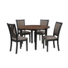 Jeremy 48 Inch 5 Piece Round Dining Table Set with Fabric Seat, Brown and Black By Casagear Home